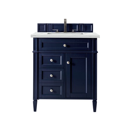 James Martin Vanities Brittany 30in Single Vanity, Victory Blue w/ 3 CM Ethereal Noctis Quartz Top 650-V30-VBL-3ENC